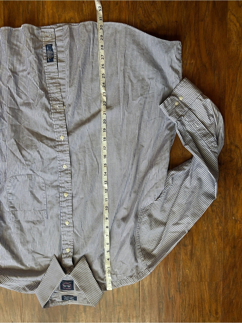 Allen Solly Navy and White Pinstripe Dress Shirt - Picture 6 of 8